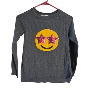 Gray Emoji Kids Sweater with Pink Star Glasses